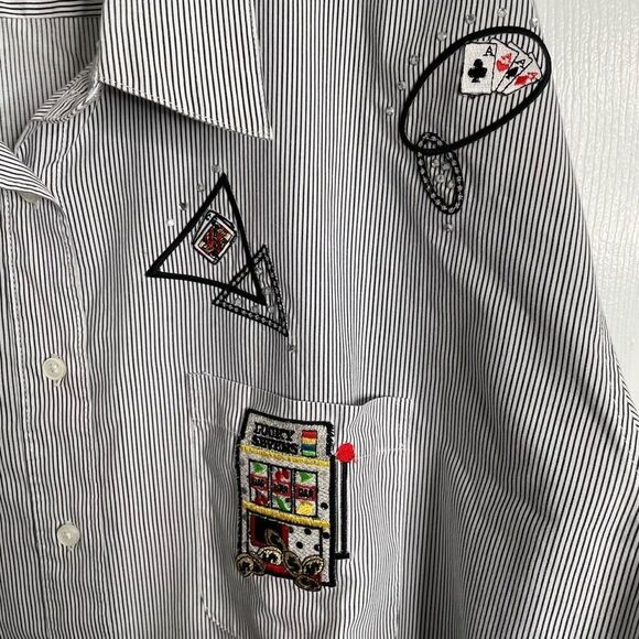 CST Sport Womens Oversized Button Up 1X Spades Bunco Casino Embroider Bejeweled - Picture 9 of 10